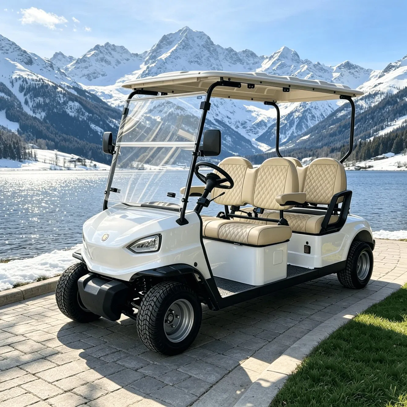 4 Seats off Road Battery Powered Classic Shuttle Electric Sightseeing Golf Cart for Wholesale