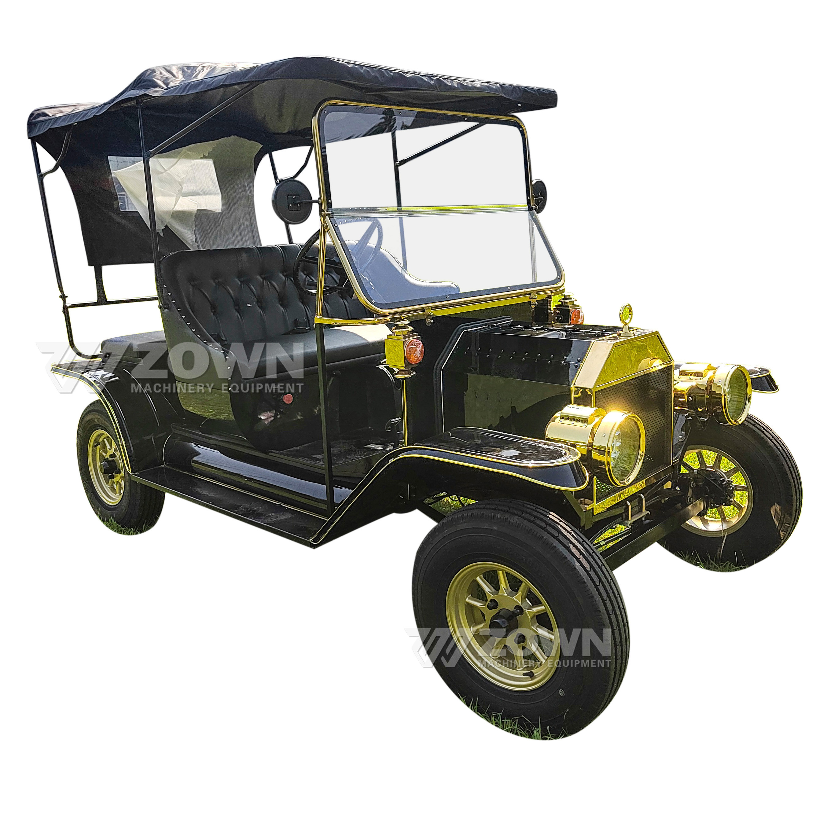 Street Legal 48V Electric Vintage Golf Cart 5 Passengers Classic Sightseeing Shuttle Bus Special Transportation