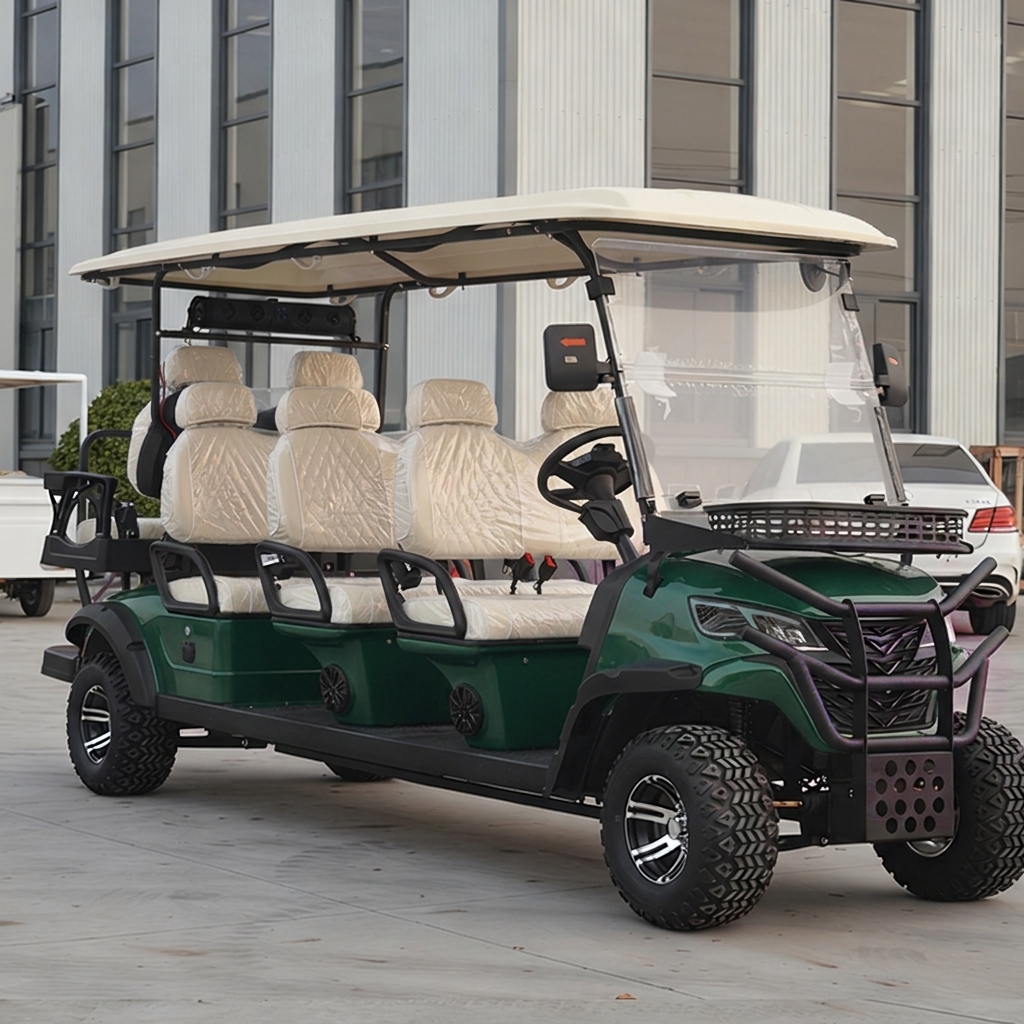 8 Person Off-Road Yellow Electric Golf Cart Equipped with Long Battery Life for Tourist Attraction Resort Campus