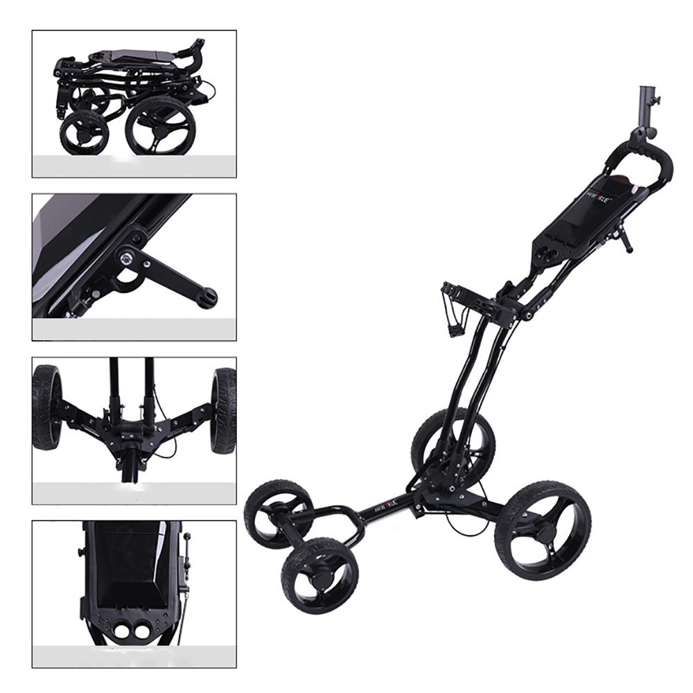 Custom Made Pull Golf Cart Folding Golf Trolley Lightweight Folding Walking Trolley Foldable Aluminum-Frame Hand Golf Cart