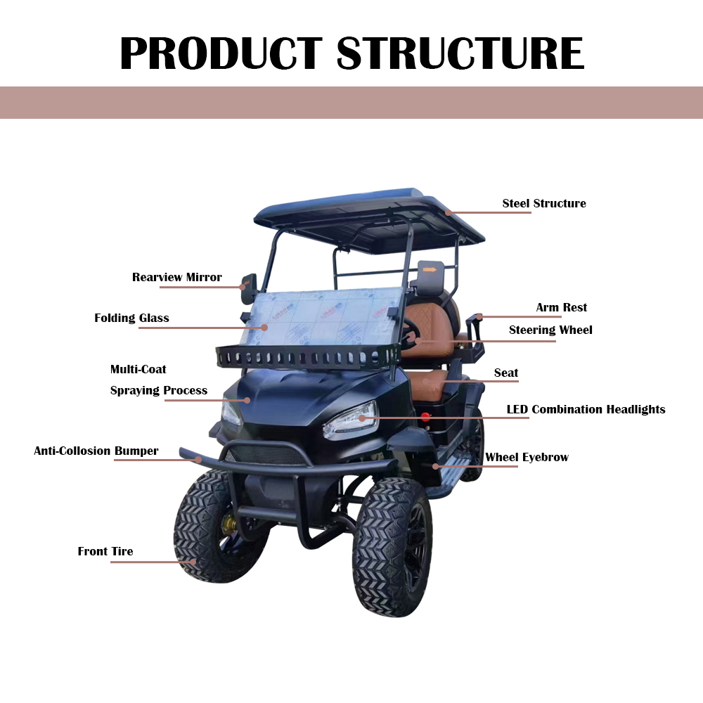 Electric Golf Carts for Adults Street Legal Customizable Support OEM 5-6 Seater High Strength Carbon Steel Chassis CE Golf