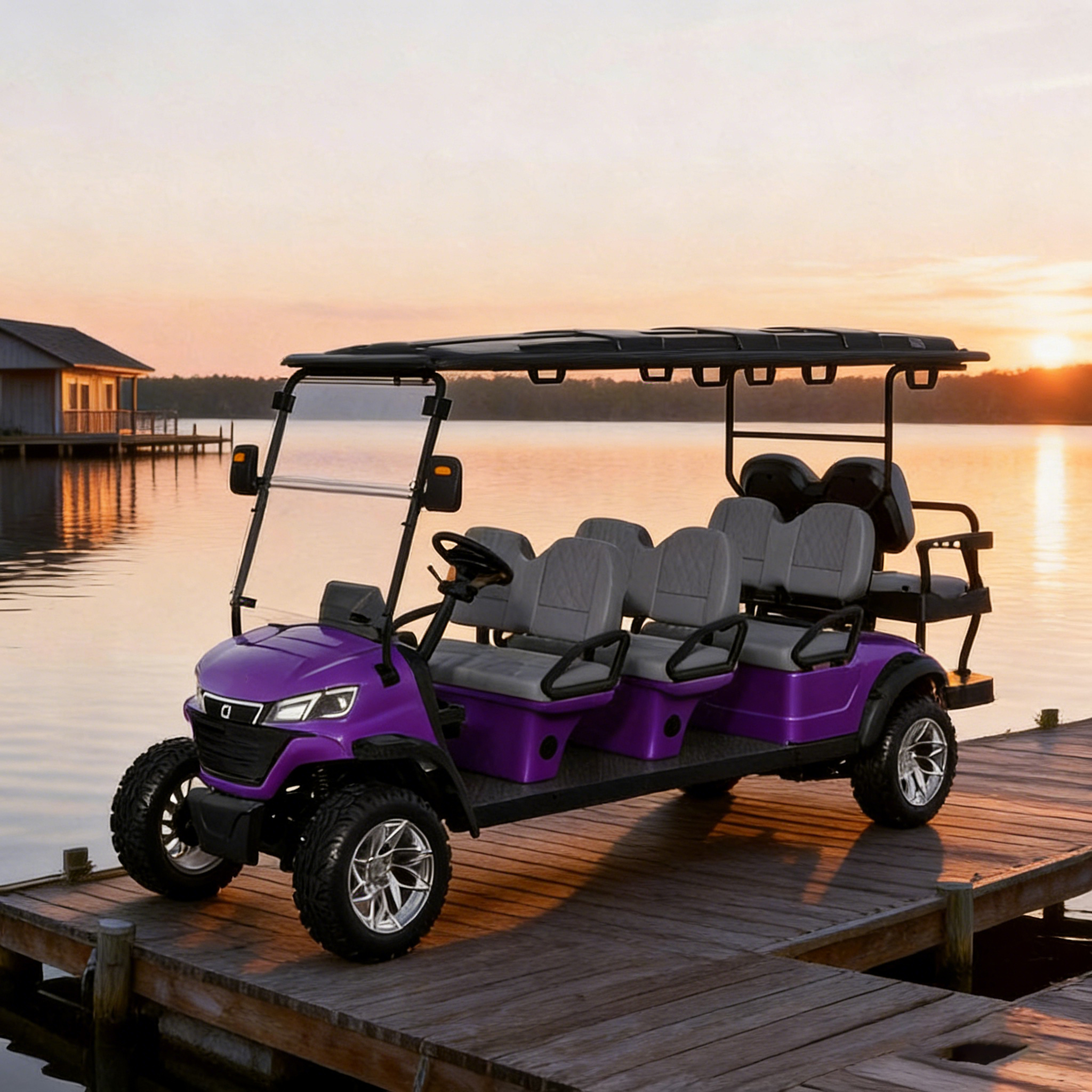WOLAN Electric 8 Seater Road Golf Cart 48V Lithium Battery 5kW AC Motor Customizable High Speed for Farm Ranch Agriculture Work
