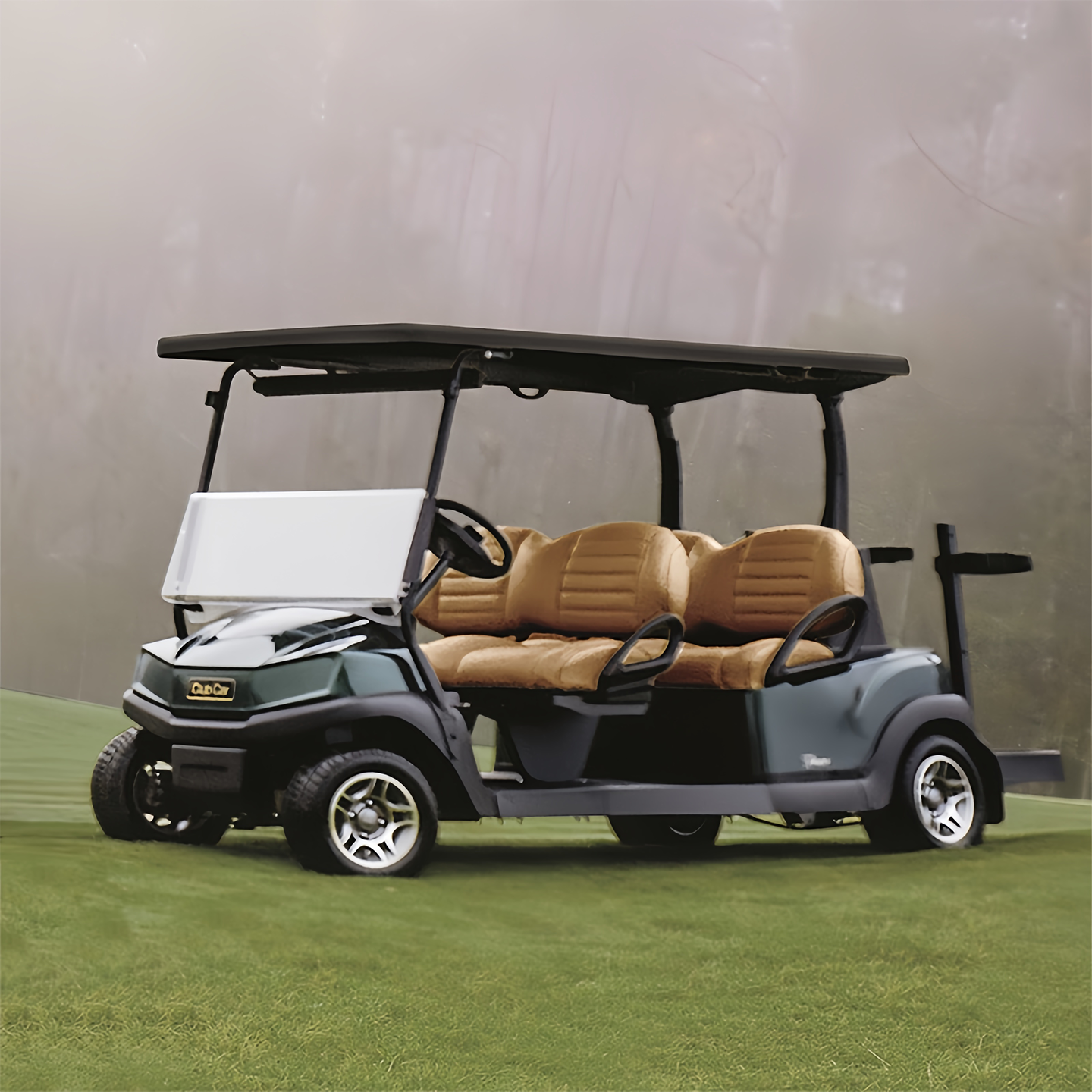 Clubcar Tempo Stretch 4 Seater Green Premium Seat Golf Cart for USA Resort Hotel Shuttle Golf Cart