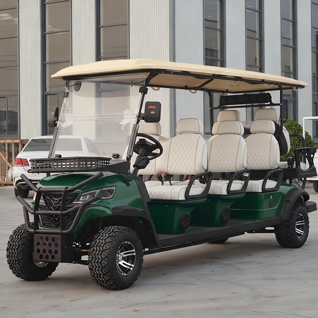 8 Person Off-Road Yellow Electric Golf Cart Equipped with Long Battery Life for Tourist Attraction Resort Campus