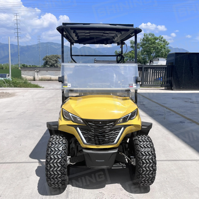 Shininglsv Chinese 48V Electric 4 Seat Customized Steel Golf Cart with 5KW AC Motor 60km/h Max Speed Solar Panel