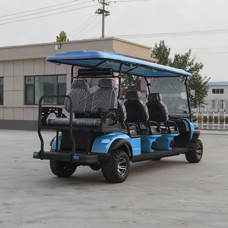 High Performance 8 Seater Blue Electric Golf Cart With 72V High Power Motor LED Lights For Resort Hotel Scenic Area