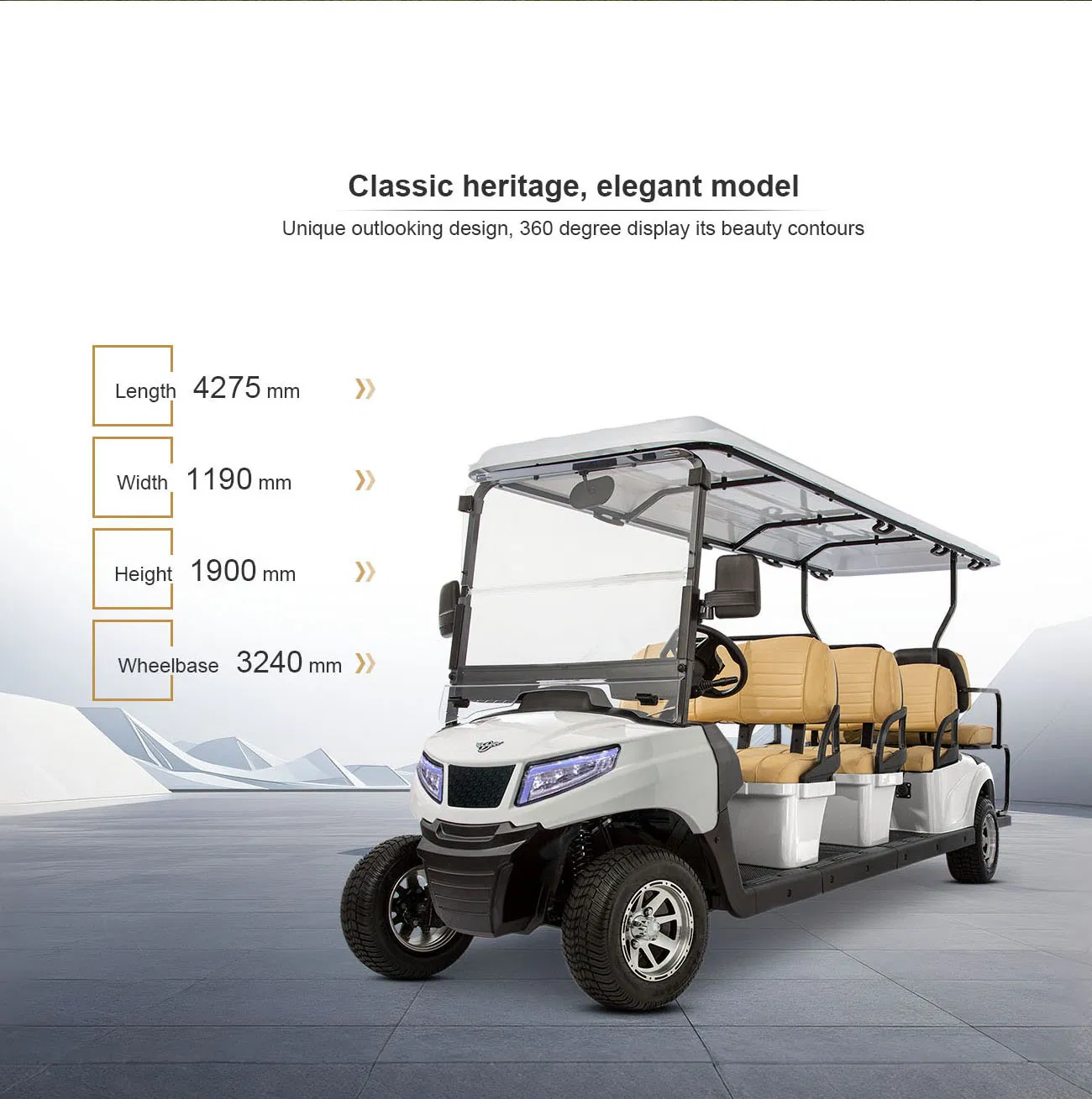 Street Legal 6+2 Seats Electric Golf Cart for Community Transportation