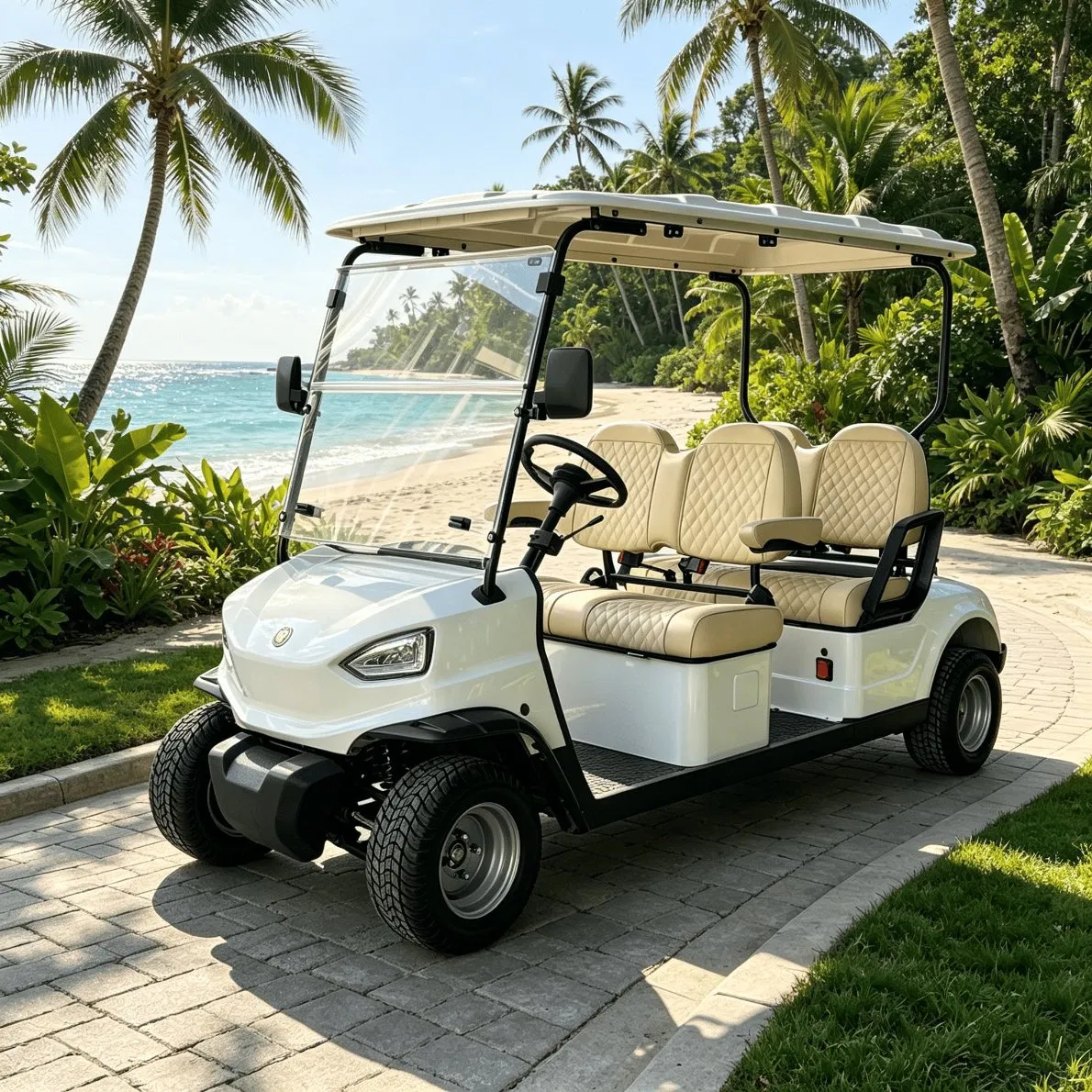4 Seats off Road Battery Powered Classic Shuttle Electric Sightseeing Golf Cart for Wholesale
