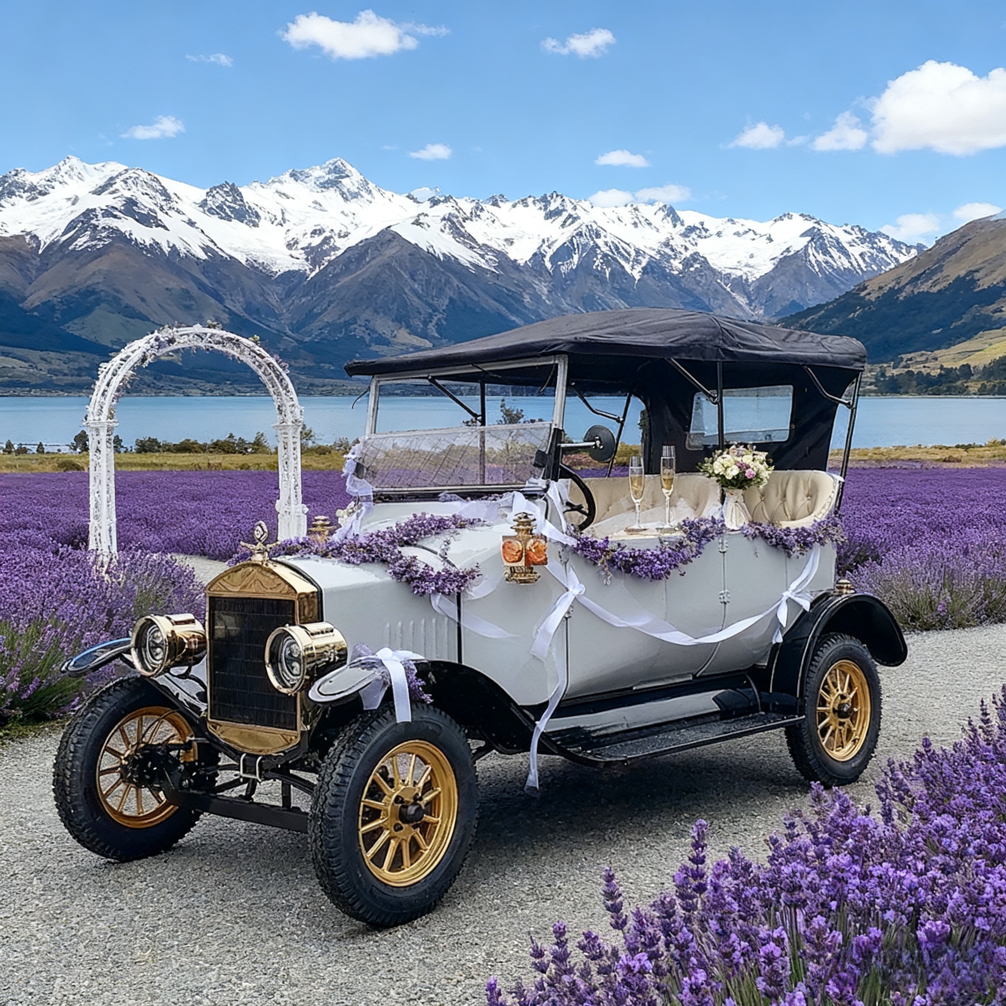 Model T Style Vintage Electric Golf Cart | EEC Certified Golf Course &amp; Resort Shuttle Commercial Retro Golf Club Vehicle