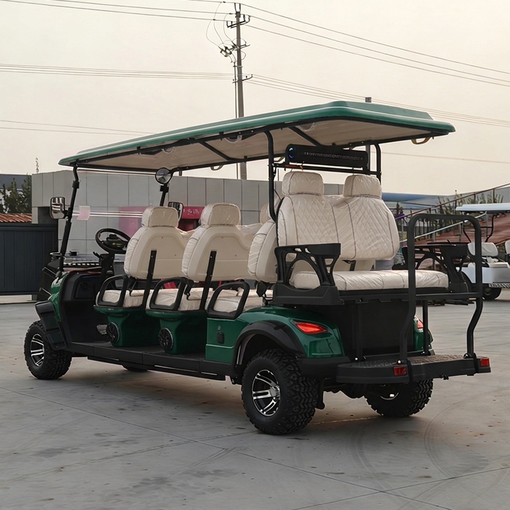 8 Person Off-Road Yellow Electric Golf Cart Equipped with Long Battery Life for Tourist Attraction Resort Campus