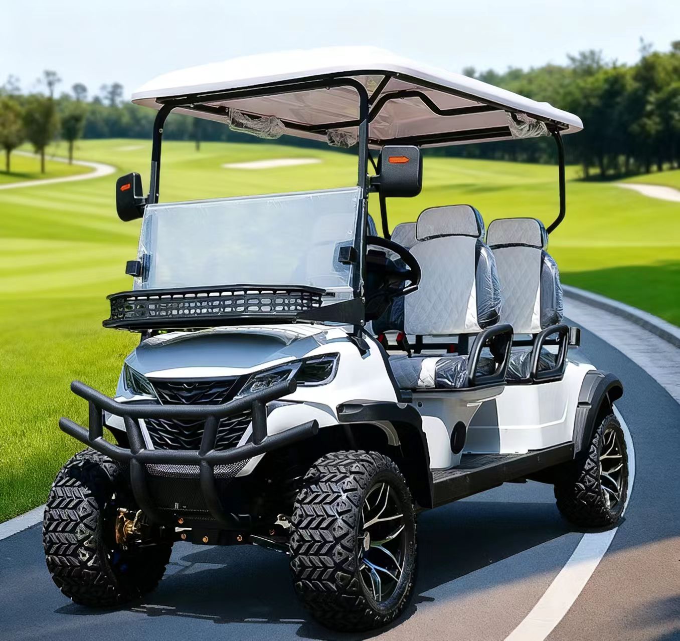 Customized 6-seater Metal Electric Golf Cart 72V Lithium Battery AC Motor CE Certified 50-70km Range 30-50km/h Max Speed Factory
