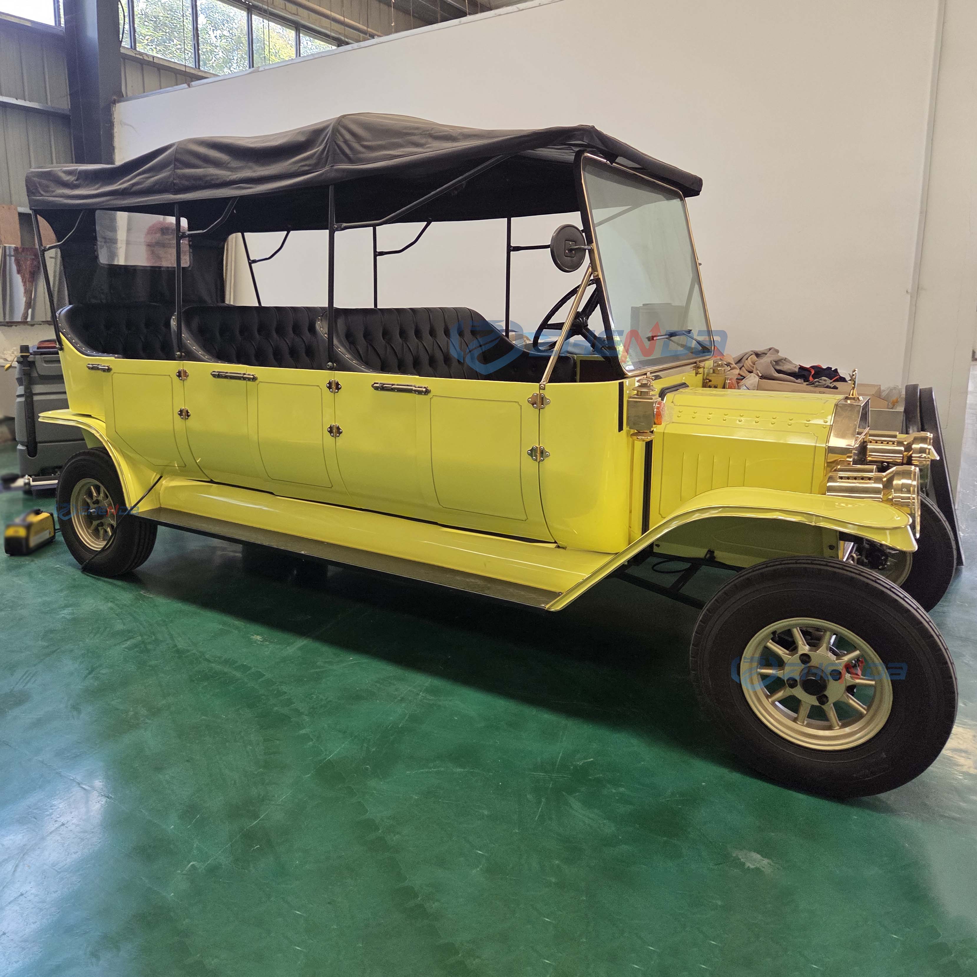 ZHENDA 8 Seat Electric Yellow Sightseeing Car Classic Golf Cart Custom Color Street Legal Lead Acid Battery Tour Vehicle
