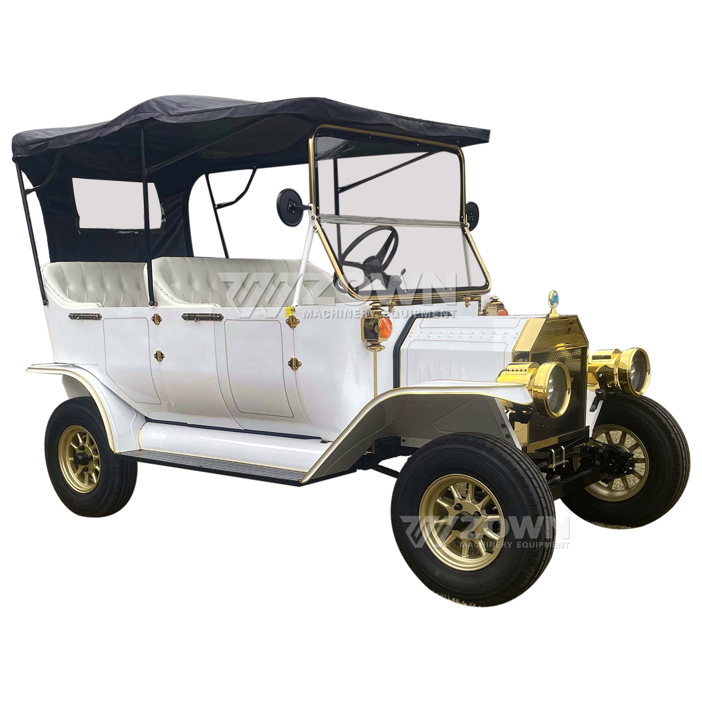 Street Legal 48V Electric Vintage Golf Cart 5 Passengers Classic Sightseeing Shuttle Bus Special Transportation