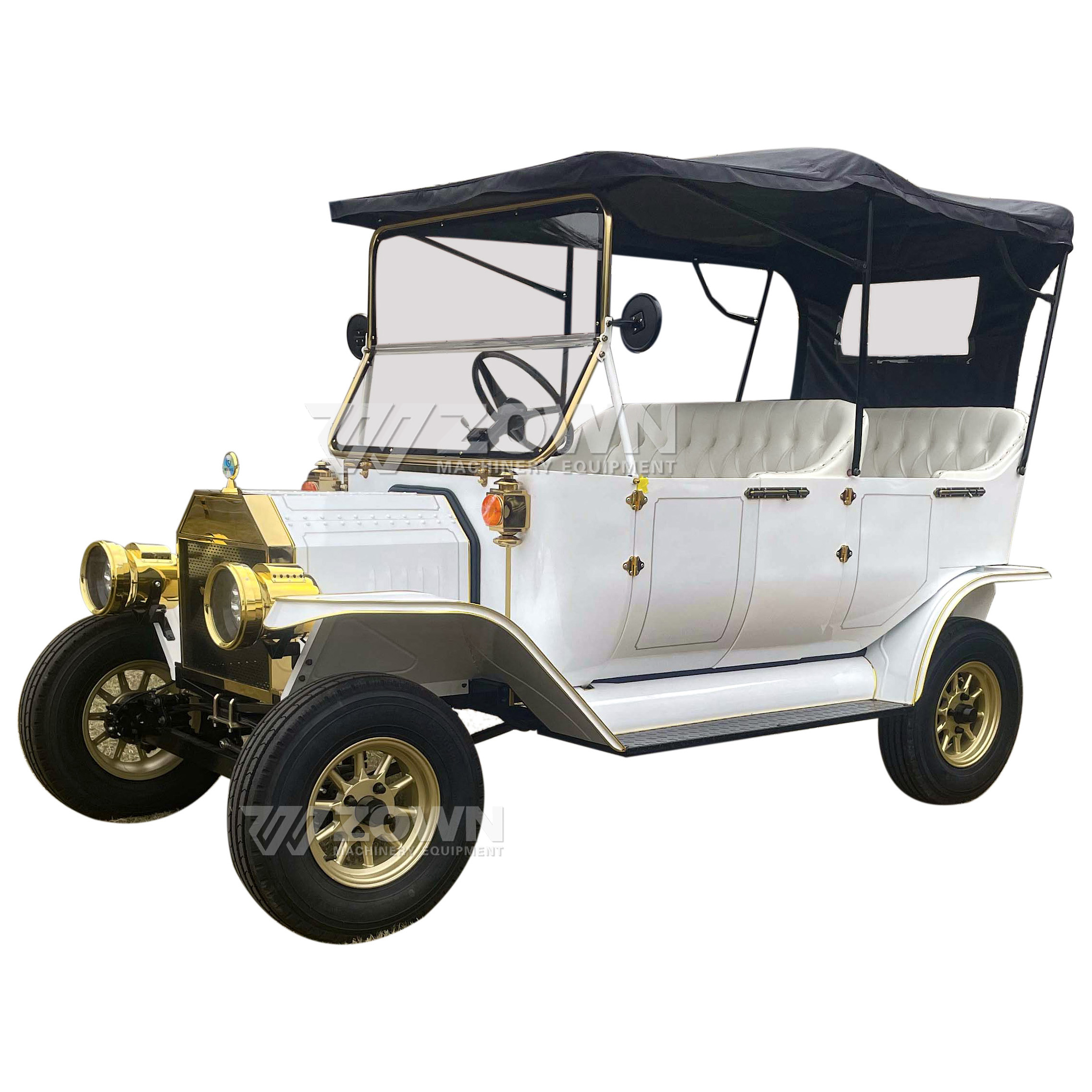 Street Legal 48V Electric Vintage Golf Cart 5 Passengers Classic Sightseeing Shuttle Bus Special Transportation