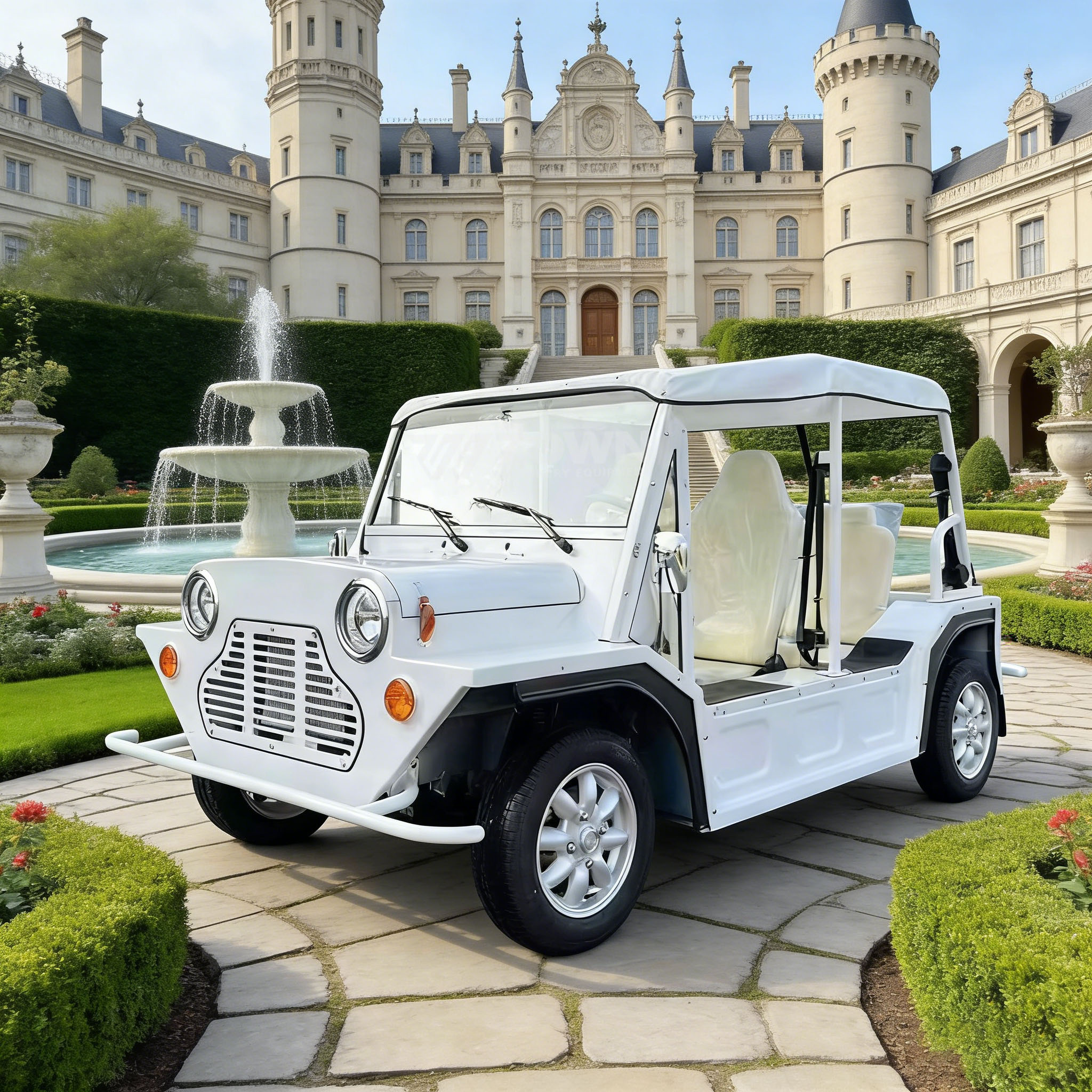 Street Legal 48V Electric Vintage Golf Cart 5 Passengers Classic Sightseeing Shuttle Bus Special Transportation
