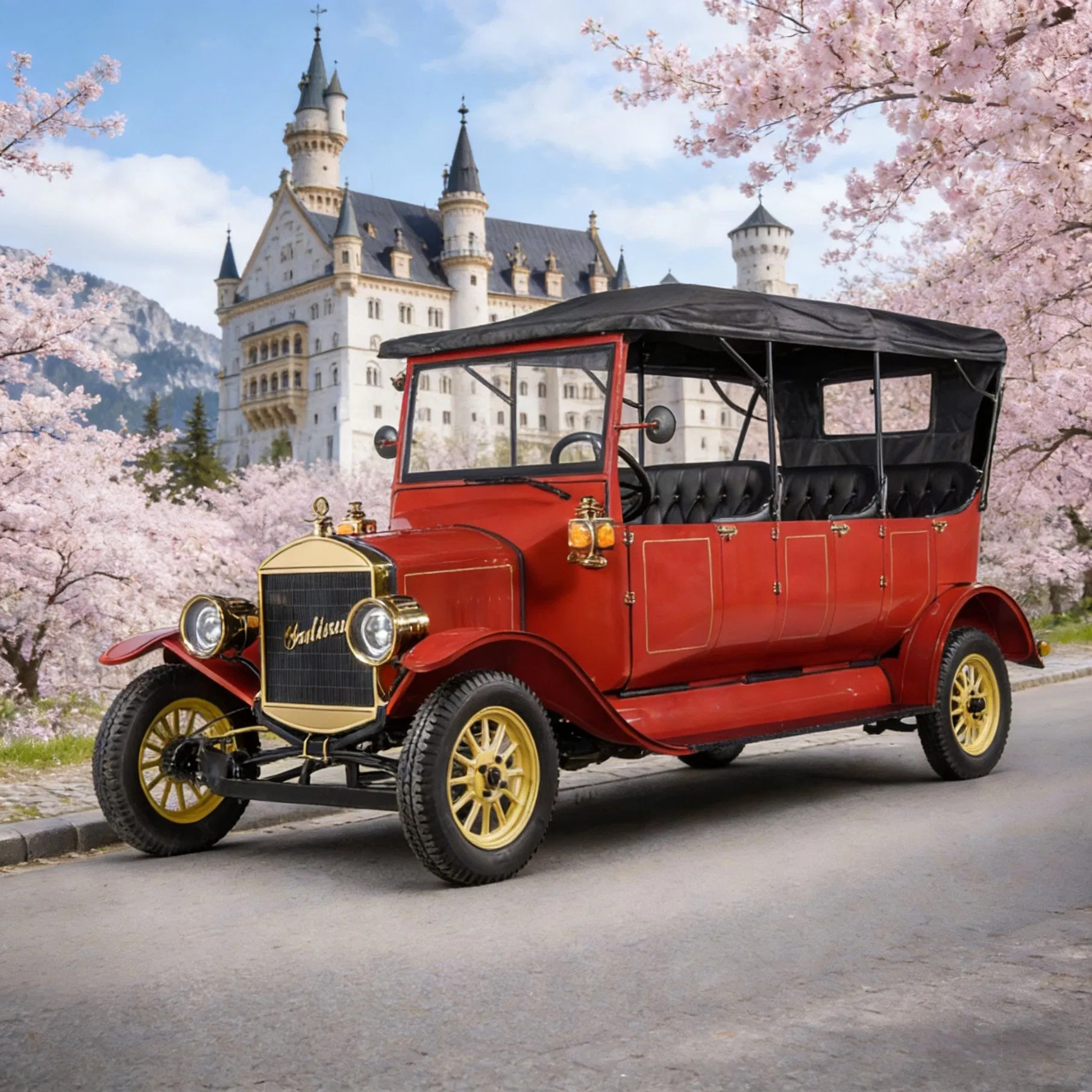China Factory 8 Passenger Sightseeing Trolley Electric Classic Car Antique Golf Carts