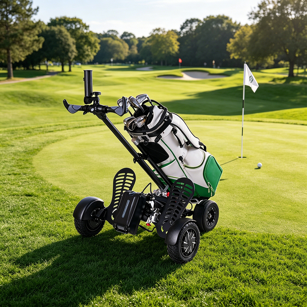 Aluminum Alloy Golf Cart 1600W Motor 18 Hole Range 150 kg Load Capacity Easy Fold Design with Umbrella Holder