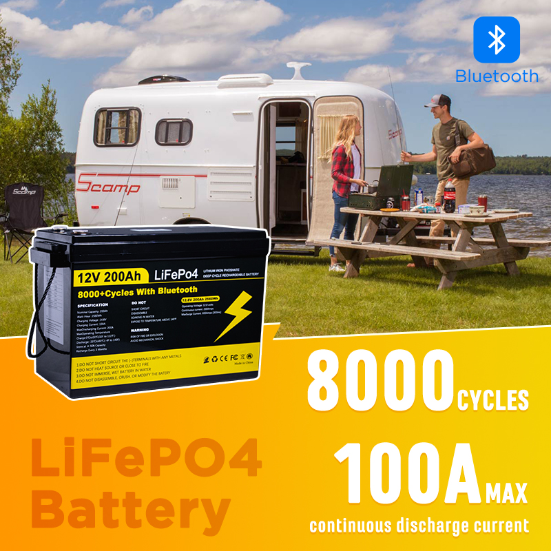 EU Stock 12V 100Ah / 200Ah LiFePO4 Lithium-Ion Battery High Capacity Energy Storage System for Golf Cart &amp; Wide Applications