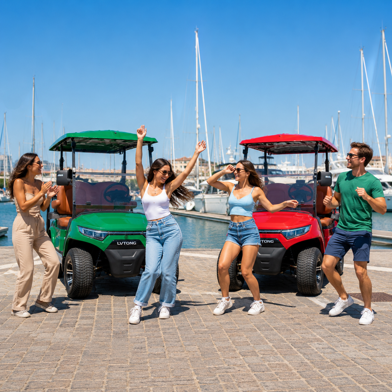 LVTONG 4 Seat Electric Sightseeing Car Custom Street Legal Utility Motorized Golf Cart