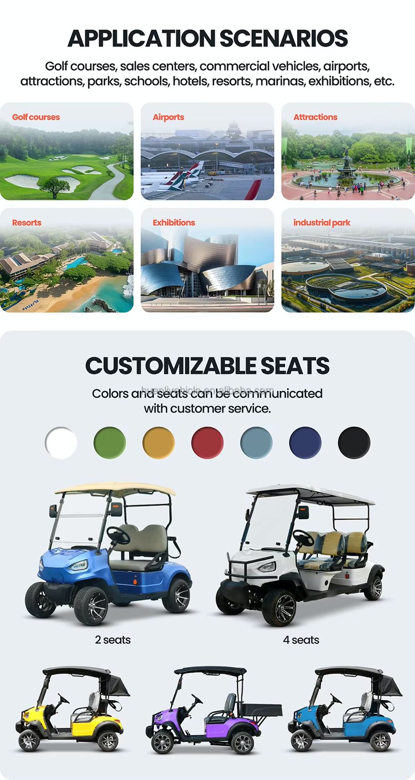 Electric Golf Cart 2 Seater Interior and Roof Detail