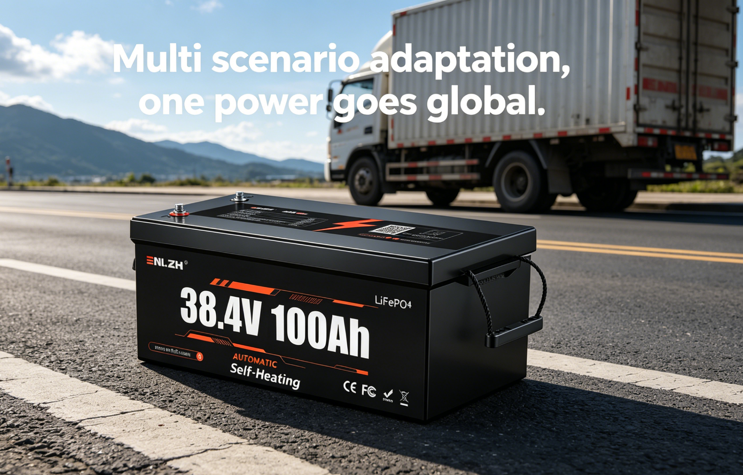 Enlzh Metal Case Self-Heating LiFePO4 Battery 38.4Volt 100Ah Lithium Golf Cart Battery With Charger