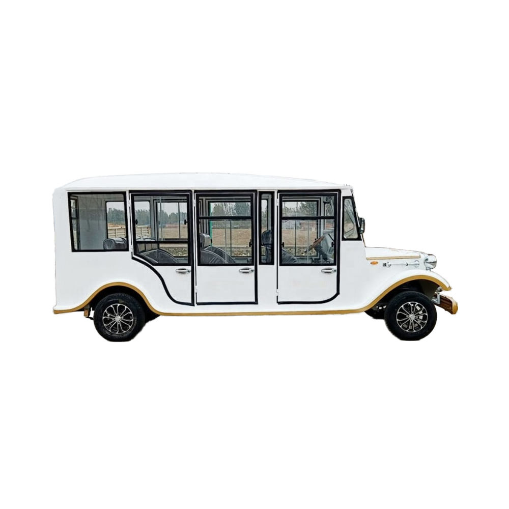 Wholesale Professional Parison 11-seats White Electric Sightseeing Bus &amp; Golf Carts with Vintage Style for Tourist and Hotels