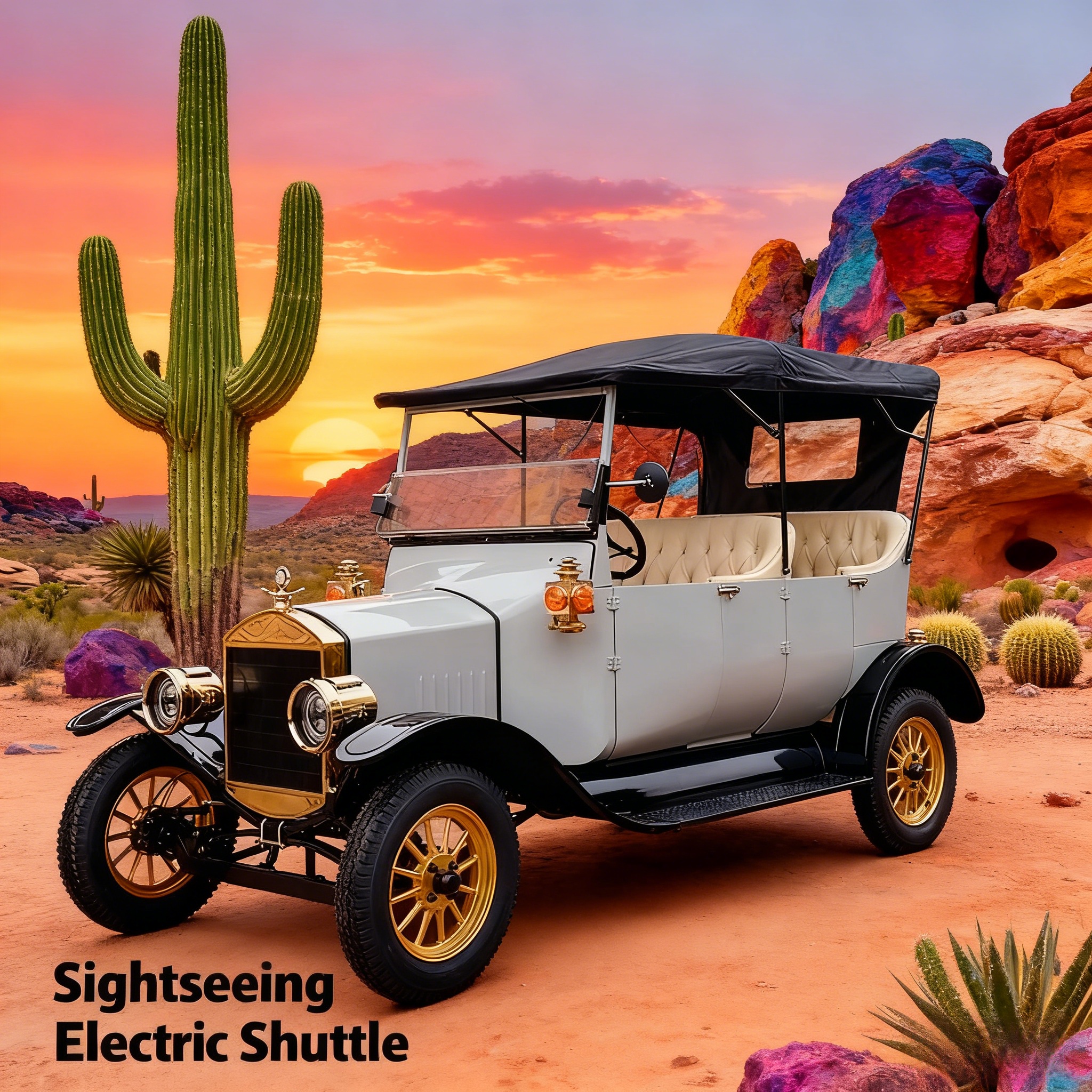 Model T Style Vintage Electric Golf Cart | EEC Certified Golf Course &amp; Resort Shuttle Commercial Retro Golf Club Vehicle