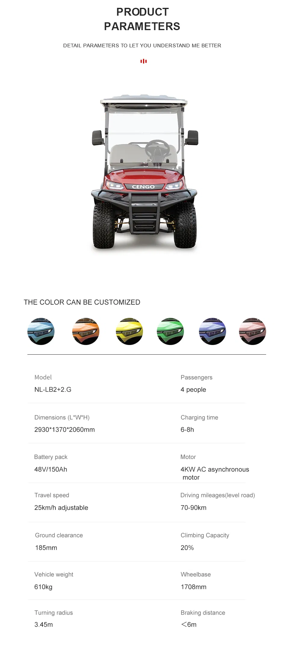 Long-Range Industrial Golf Cart for Golf Courses Electric Car with Sturdy and Durable Construction