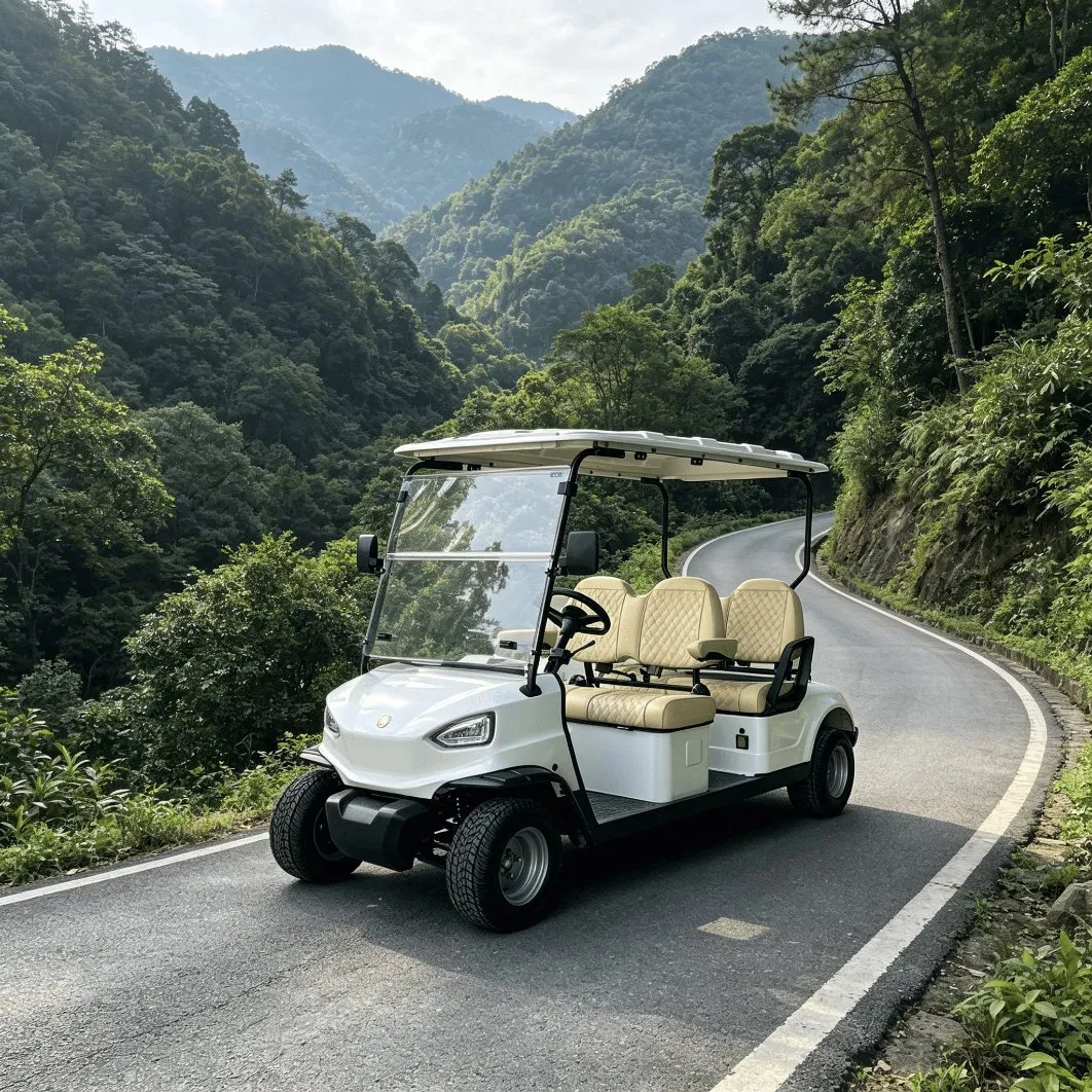 4 Seats off Road Battery Powered Classic Shuttle Electric Sightseeing Golf Cart for Wholesale