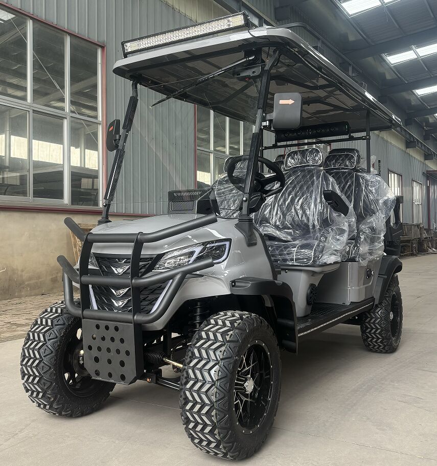 WELIFTRICH Solar Powered 14inches off Road Wheels Lifted Grey 6 Seater Electric Golf Cart 72V CE/DOT Certified