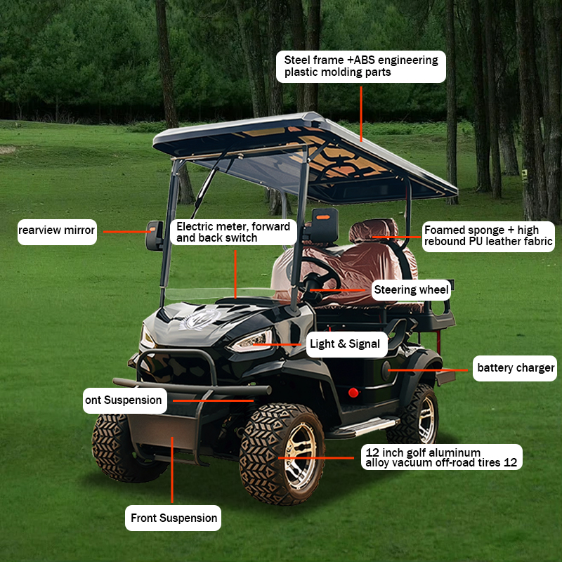 CE Certified Luxury Sightseeing 4 Seater Electric Golf Cart 12 Inch Road Tires 30-50Km/h 90km Range 60V Maintenance Free