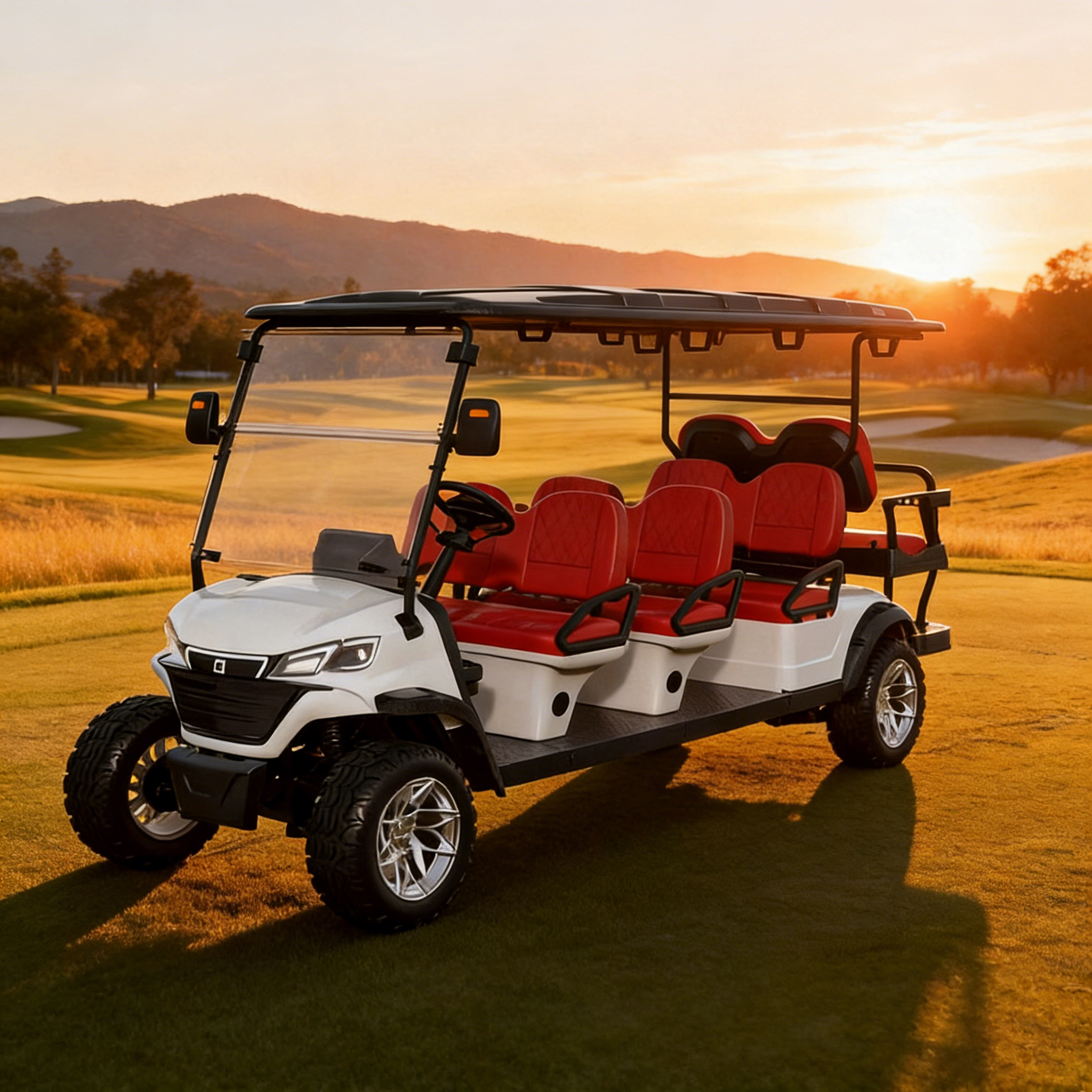WOLAN Electric 8 Seater Road Golf Cart 48V Lithium Battery 5kW AC Motor Customizable High Speed for Farm Ranch Agriculture Work