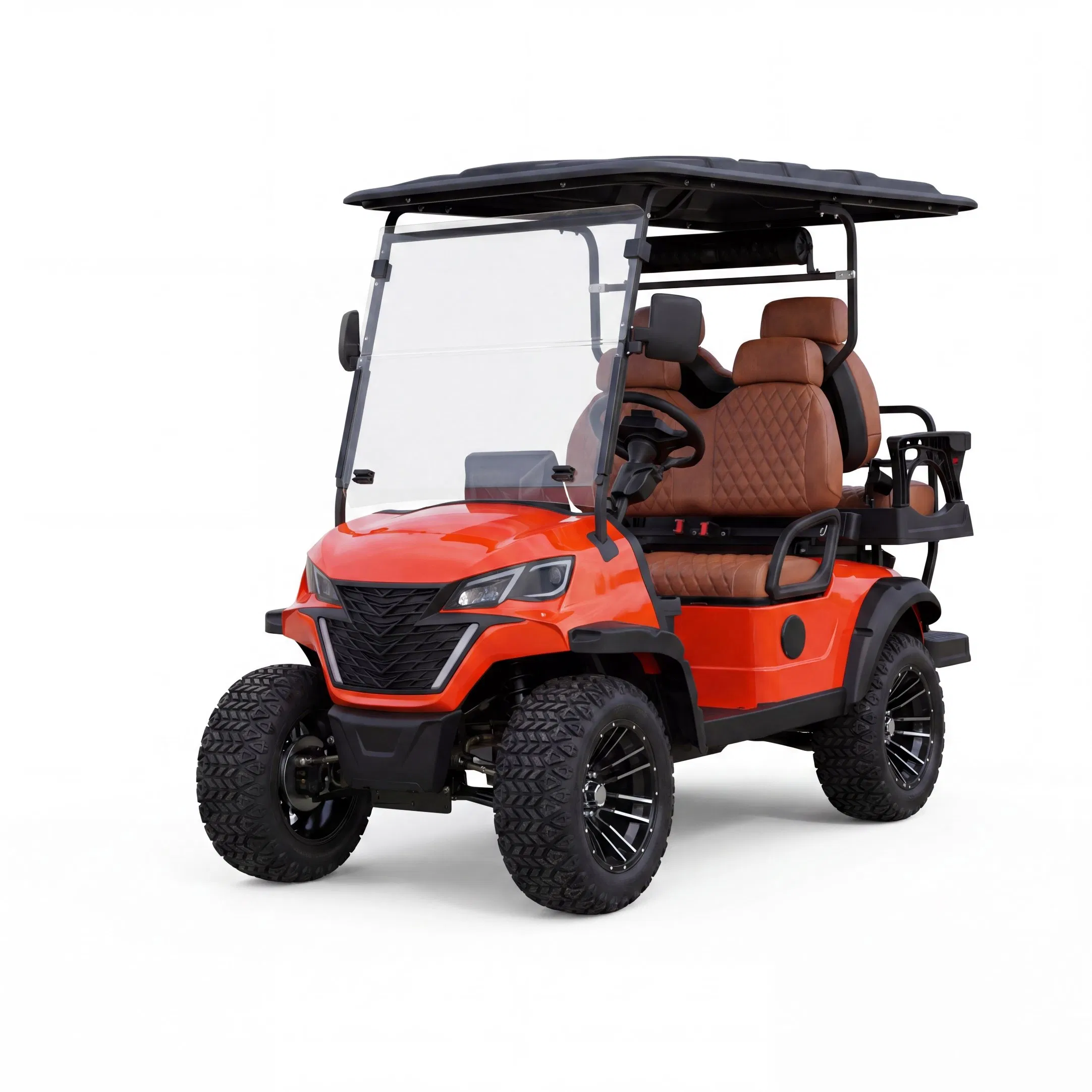 Electric Lifted Customized 6 Seater off-Road Hunting Heavy-Duty All-Terrain 72V Lithium Battery Long Range Reinforced Chassis Black Durable Golf Cart