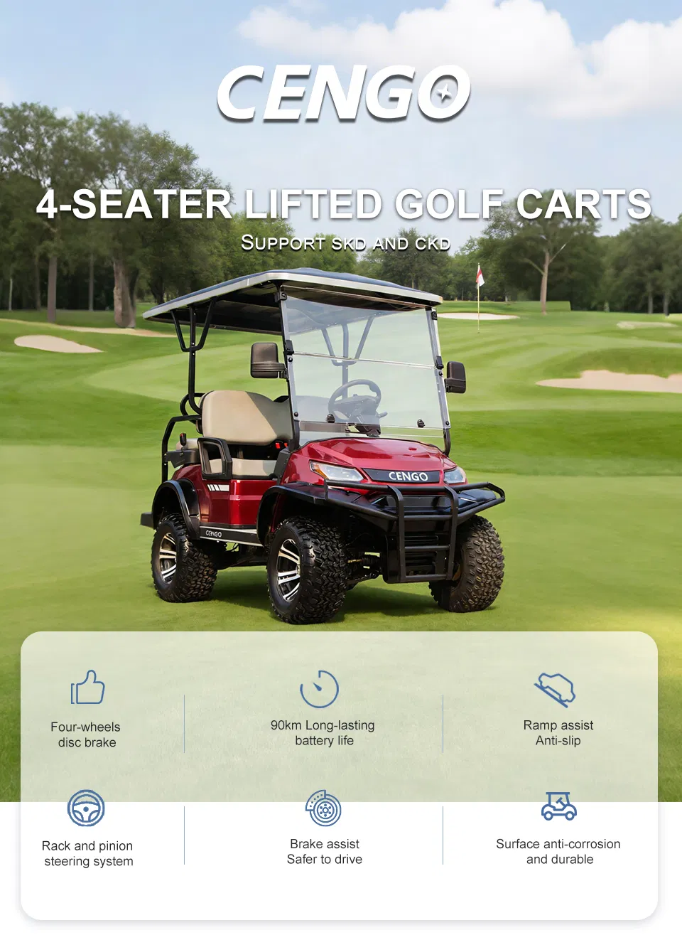 Long-Range Industrial Golf Cart for Golf Courses Electric Car with Sturdy and Durable Construction
