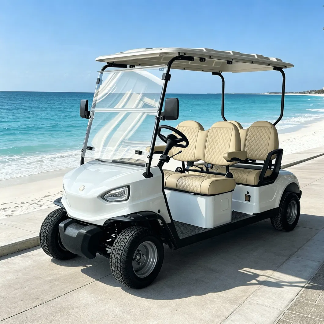 4 Seats off Road Battery Powered Classic Shuttle Electric Sightseeing Golf Cart for Wholesale