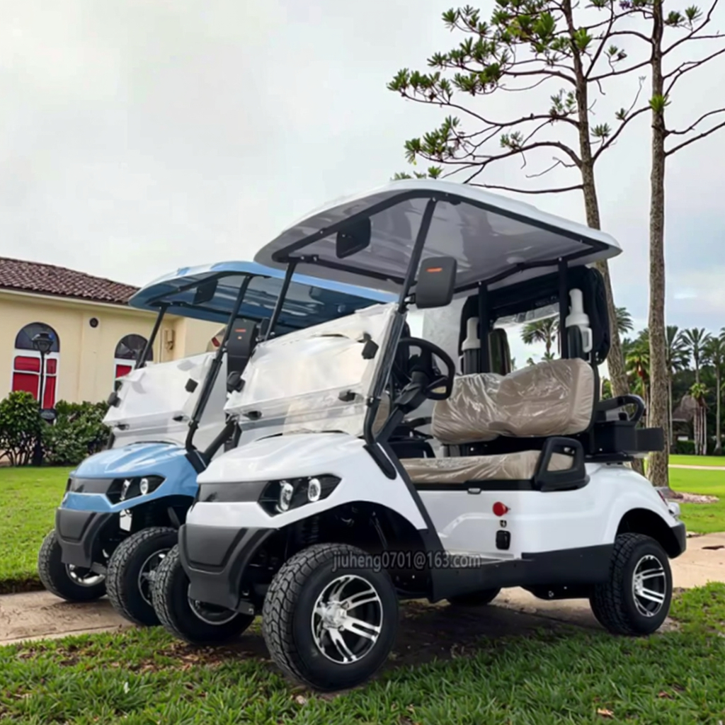 2 Seats Best Electric Golf Cart Smart Electric Golf Cart 120AH Lithium Ion Battery 4 Wheels Disc Brakes Off-Road Tires High Ride
