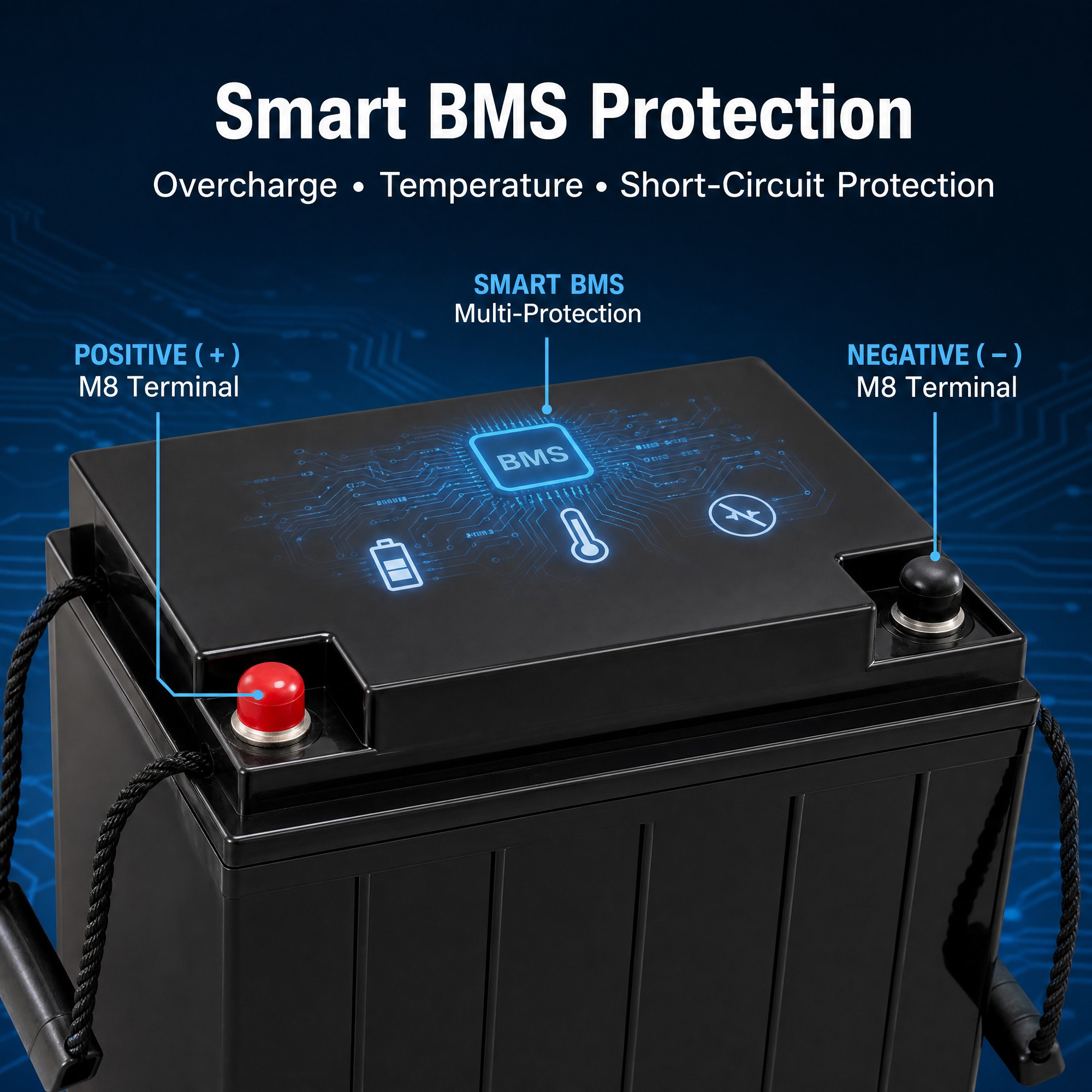 Electric Golf Cart &amp; Utility Vehicle - 25.6V 100Ah Lithium Battery (2560Wh, 4000 Cycles, BMS)