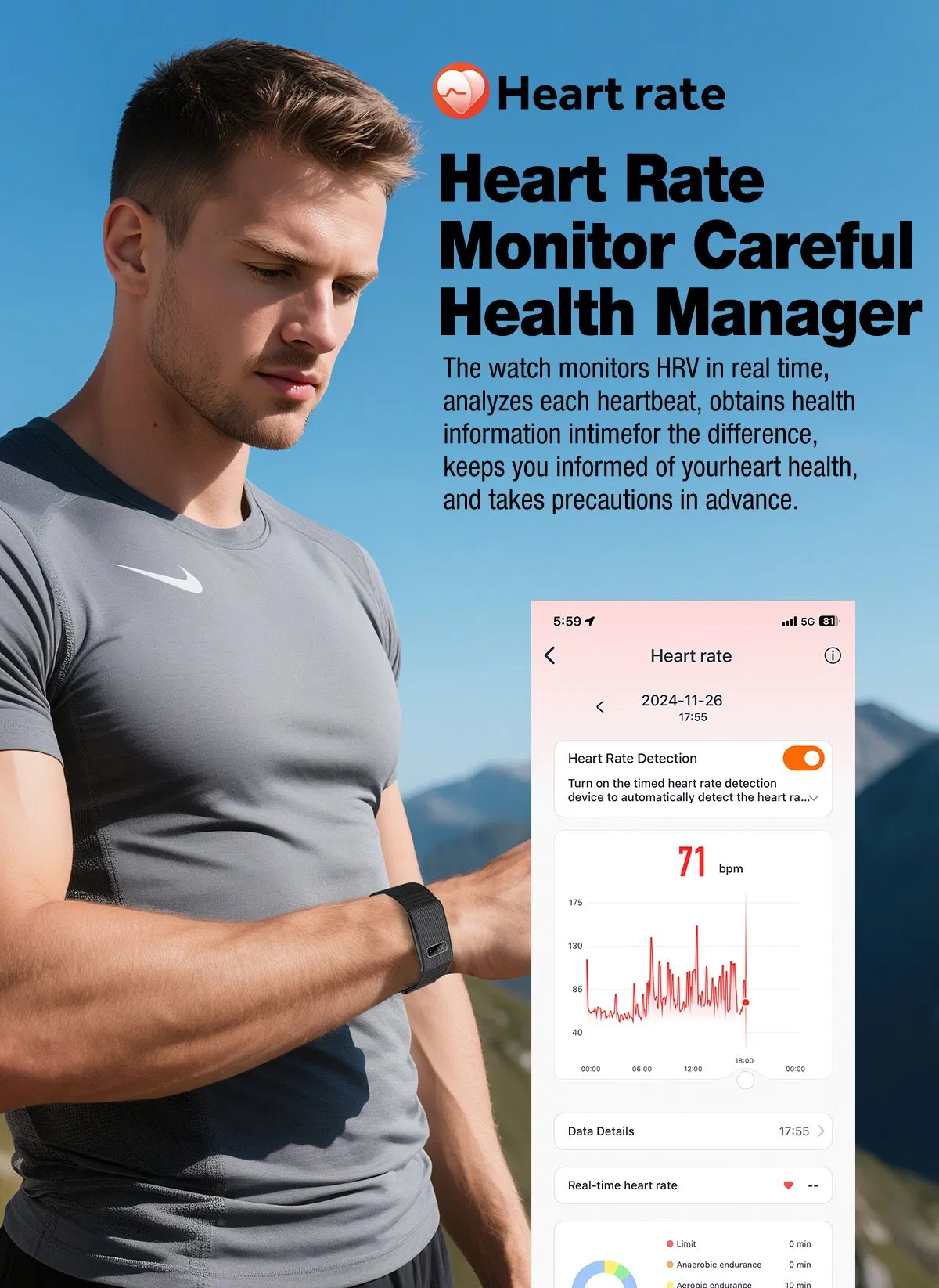 Custom OEM Smart Band Blood Pressure Monitor Sports Step Count IP68 Waterproof Health Activity Tracker with LED Digital Display