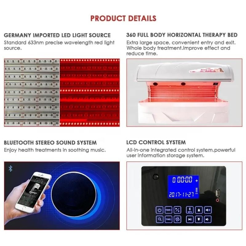 Intelligent Cooling 41600LEDs Adjustable Pulse LED Infrared Red Light Therapy Bed Device