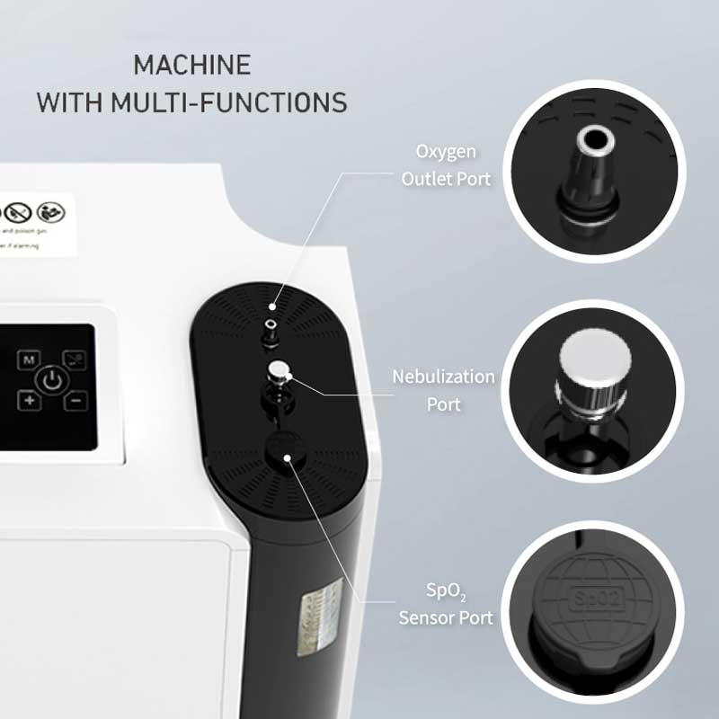 Homecare O2 Therapy Electric Oxygen Machine 5L Oxygen Supply Equipment with SpO2