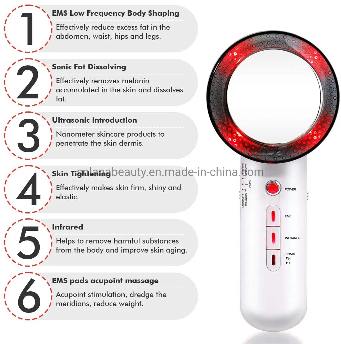 3 in 1 Tens EMS Massage Infrared Therapy Beauty Device for Home Use with Ultrasound Cavitation