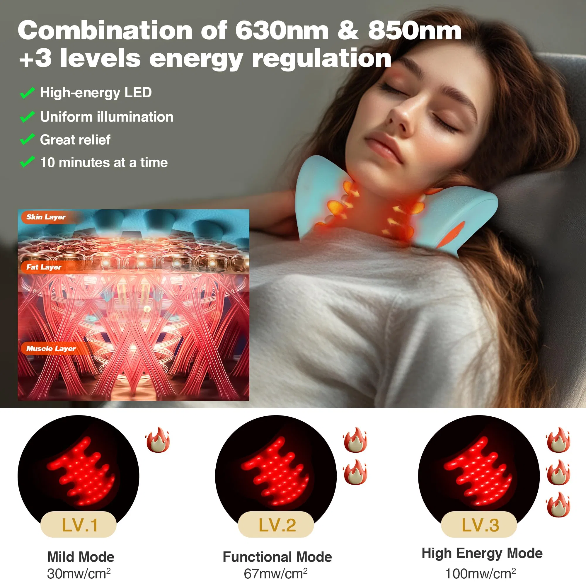 OEM Smart Infrared Light Red Light Therapy Heated Neck and Shoulder Relaxer Portable Cervical Traction Device for Neck Pain Relief and Cervical Spine Alignment