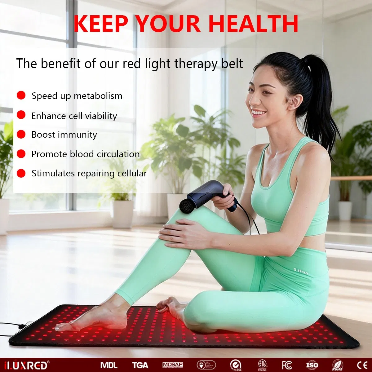 Relax Muscle Pain Relief Speed up Blood Circulation Red Light Therapy Belt 384PCS (3-chip) Home Use Full Body LED Infrared Red Light Therapy Mat Device