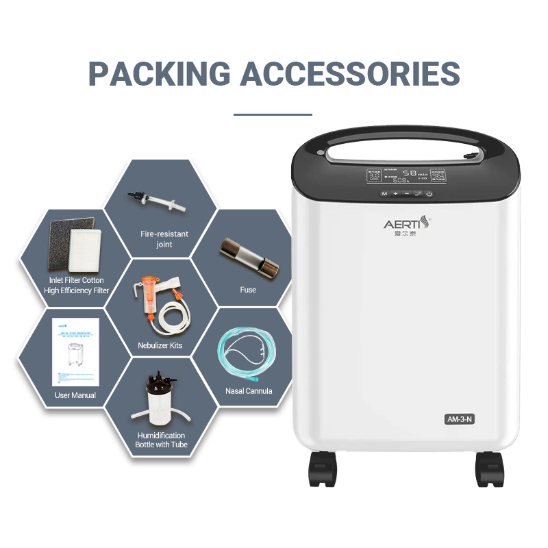 Aerti Small White 3L Electric Oxygen Equipment Manufacturer 11.7kg Healthcare Oxygen Device