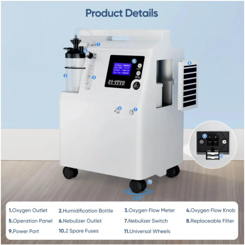 Medical 5liter Oxygen Maker Machine Oxygen Concentrator Portable Healthy Oxygen Therapy Equipment