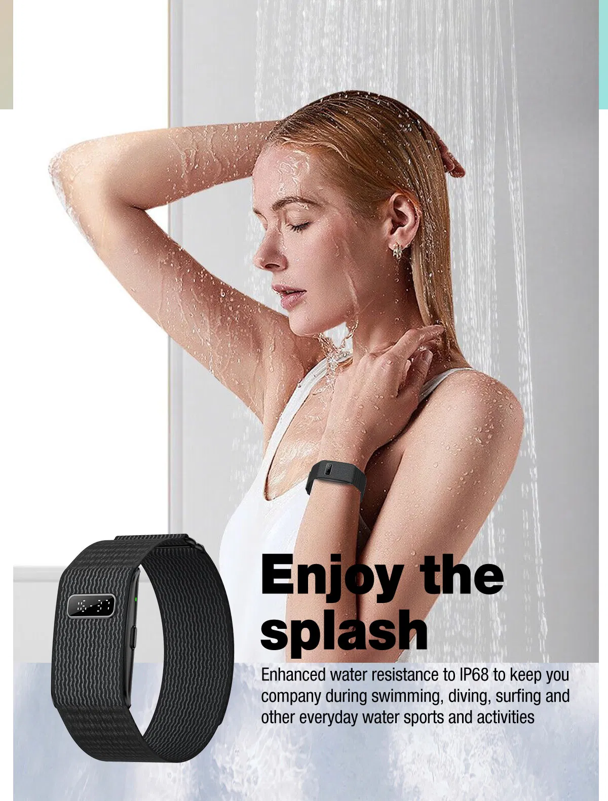 Smart Watch Band Blood Pressure Oxygen Monitor Heart Rate Sleep Tracking IP68 Waterproof Health Fitness Tracker with LED Digital Display