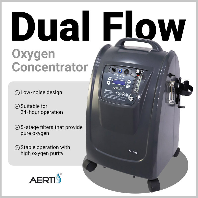 5 Lpm Oxygen Concentrator Dual Inhalation Oxygen Therapy Equipment for Two Persons