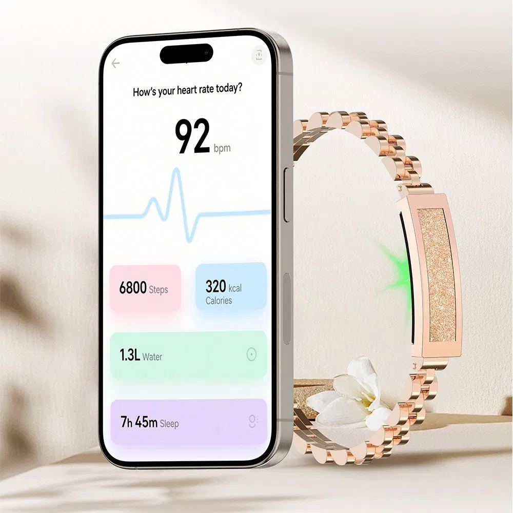 CE RoHS Ladies Health Tracking Wrist Watch Heart Rate Sensor Measuring Smart Bracelet Tracker