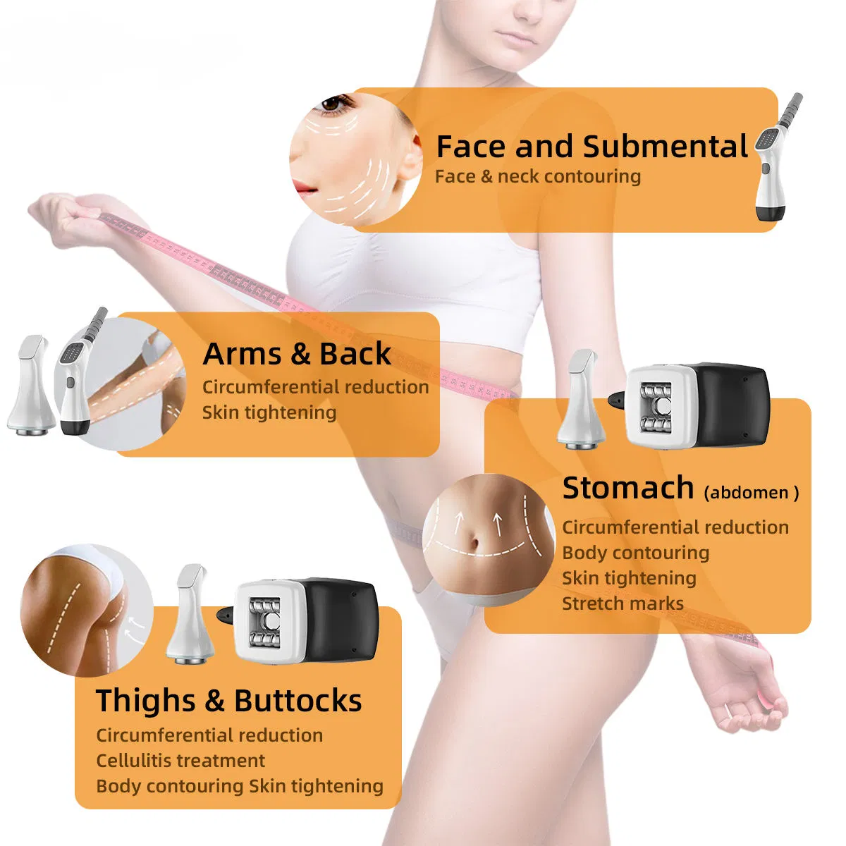 Multi-Functional Vela Ultrasonic Cavitation Device Combines Ultrasound Therapy RF Treatment Infrared Light and Rolling Massage Body Slimming Machine