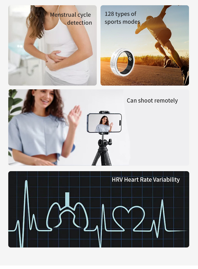 Luxury Jewelry Wearable Sleep Health Step Counter Calories Diamond Ladies Smart Ring Fitness Tracker for Android Ios Phones